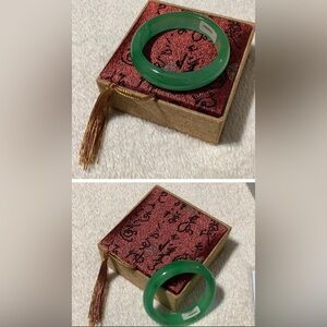 Certified 5 Stars Natural Green Jadeite Jade Bangle Bracelet Handmade, 59mm